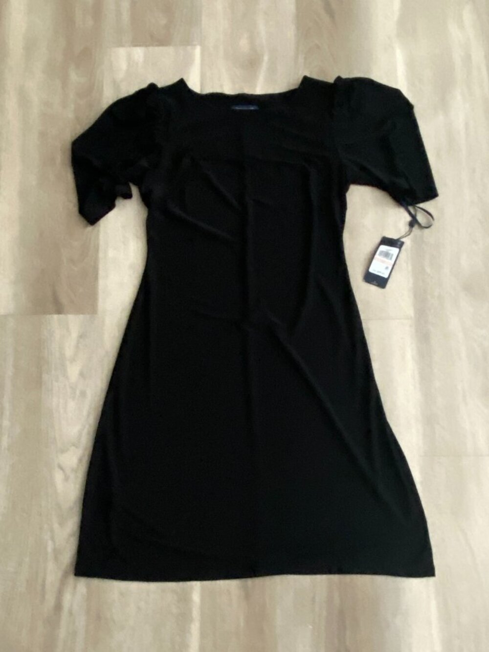 NWT Tommy Hilfiger Black Midi Dress Size 2 | Ruched Sleeve LBD | Cocktail Dress - Picture 8 of 8